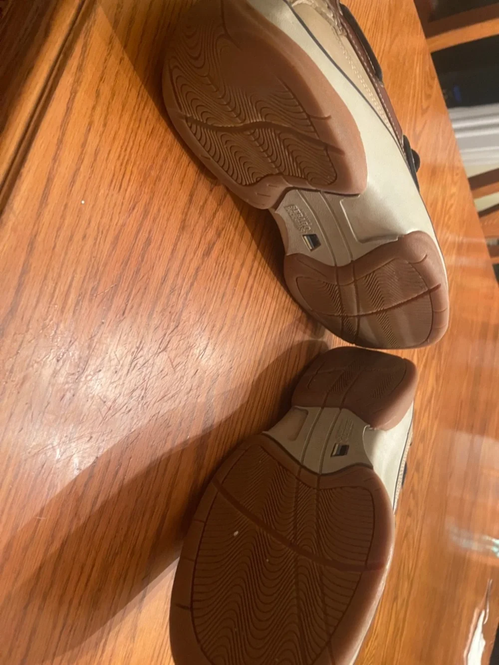 Sebago Two-Tone Leather Boat Shoes in Tan and Brown